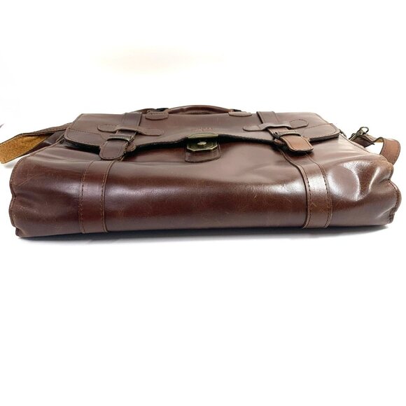 Ferdan Bags Ferdan Vintage Messenger Briefcase Brown Leather Brass